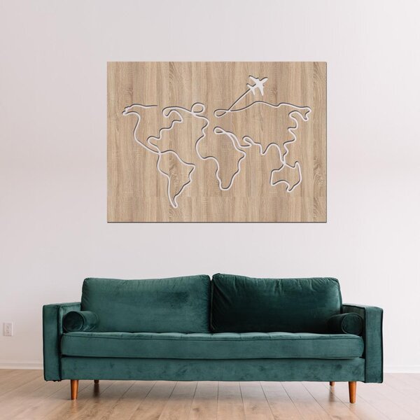 Dřevo života | Dřevěná mapa světa CESTA | Barva: Světlý dub | Velikost map: 60x44