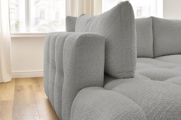 -25 % Dny MOMENTI– Bobochic Paris Světle šedá bouclé rozkládací pohovka Fuji 282 cm, levá