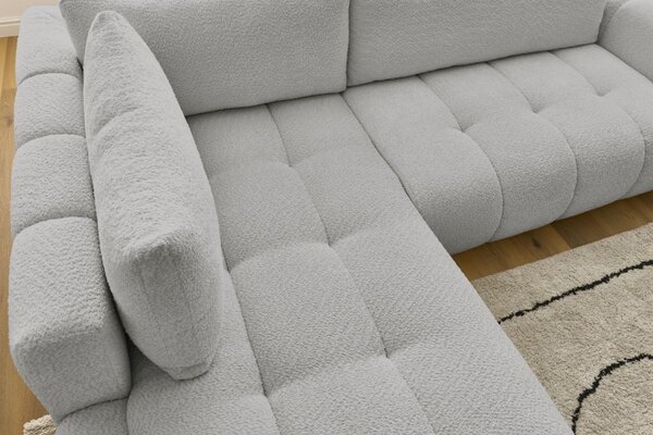 -25 % Dny MOMENTI– Bobochic Paris Světle šedá bouclé rozkládací pohovka Fuji 282 cm, levá