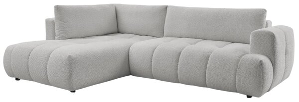 -25 % Dny MOMENTI– Bobochic Paris Světle šedá bouclé rozkládací pohovka Fuji 282 cm, levá