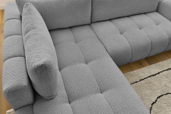 -25 % Dny MOMENTI– Bobochic Paris Šedá bouclé rozkládací pohovka Fuji 282 cm, levá