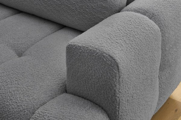 -25 % Dny MOMENTI– Bobochic Paris Šedá bouclé rozkládací pohovka Fuji 282 cm, levá