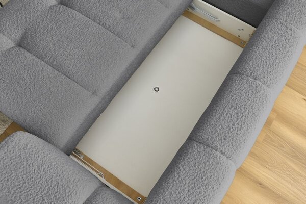 -25 % Dny MOMENTI– Bobochic Paris Šedá bouclé rozkládací pohovka Fuji 282 cm, levá