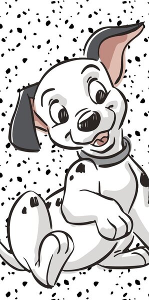 Černobílá bavlněná dětská osuška 70x140 cm 101 Dalmatians "Lucky" – Jerry Fabrics