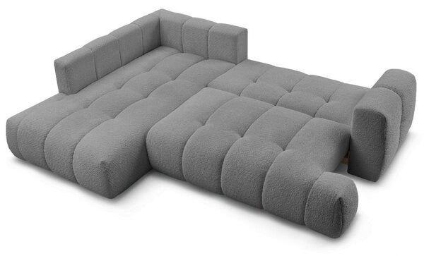 -25 % Dny MOMENTI– Bobochic Paris Šedá bouclé rozkládací pohovka Fuji 282 cm, levá