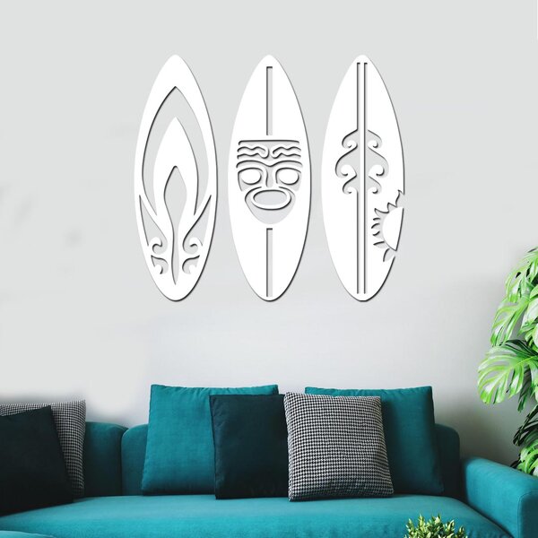 Dřevo života | Dřevěná dekorace na zeď SURF | Barva: Bílá | Rozměry (cm): 60x60