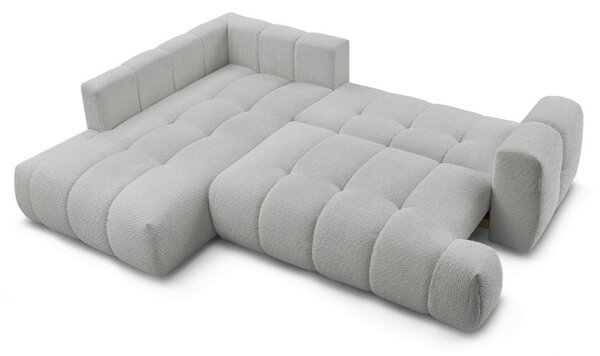 -25 % Dny MOMENTI– Bobochic Paris Světle šedá bouclé rozkládací pohovka Fuji 282 cm, levá