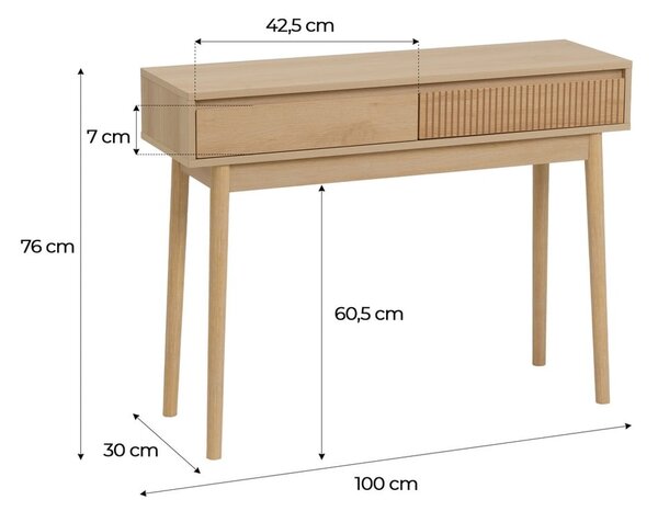Konzolový stolek v přírodní barvě 30x100 cm Iona – Casa Selección