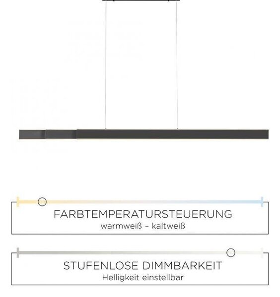 Paul Neuhaus Závěsné LED svítidlo PURE-LUME, 76W, d. 179 cm, 2700-5000K, senzorový vypínač