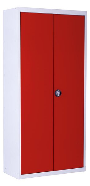 Kovová policová skříň Trestles SPB2G2 1800x800x400 mm, uzamykatelná, 4 police, červené dveře SPB2G2-7035-3000
