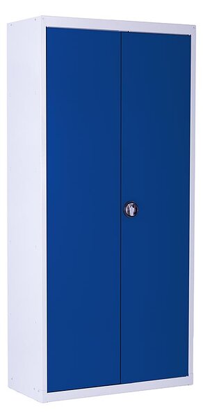 Kovová policová skříň Trestles SPB2G2 1800x800x400 mm, uzamykatelná, 4 police, modré dveře SPB2G2-7035-5010
