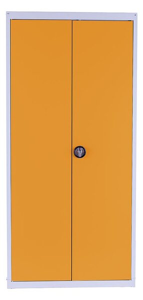 Kovová policová skříň Trestles SPB2G2 1800x800x400 mm, uzamykatelná, 4 police, žluté dveře SPB2G2-7035-1004