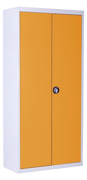 Kovová policová skříň Trestles SPB2G2 1800x800x400 mm, uzamykatelná, 4 police, žluté dveře SPB2G2-7035-1004