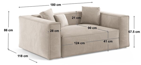 -25 % Dny MOMENTI– Cosmopolitan Design Šedá dvoumístná pohovka Aveiro 180 cm