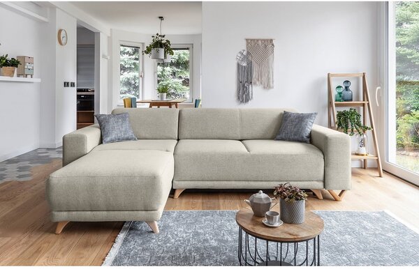 Béžová rozkládací/s úložným prostorem rohová pohovka Classy Sophie – Miuform