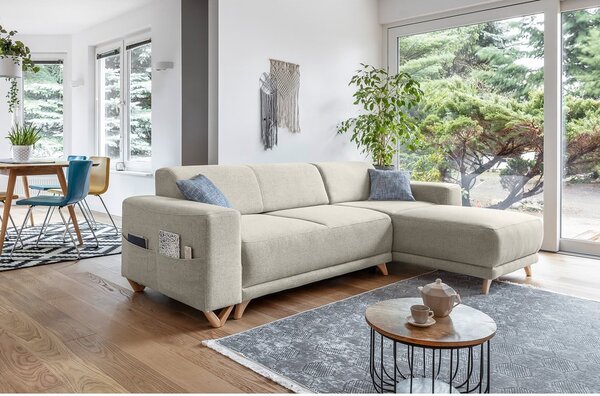 Béžová rozkládací/s úložným prostorem rohová pohovka Classy Sophie – Miuform