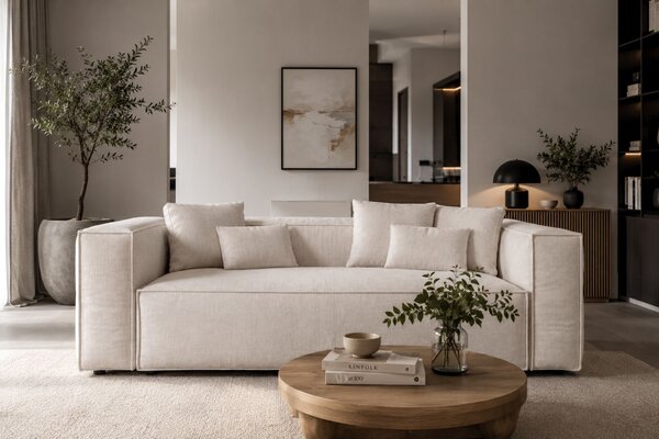 -25 % Dny MOMENTI– Cosmopolitan Design Béžová trojmístná pohovka Aveiro 220 cm