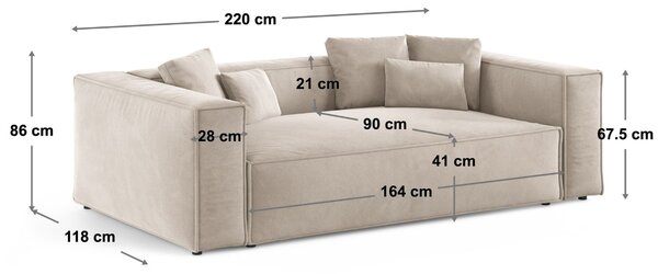 -25 % Dny MOMENTI– Cosmopolitan Design Béžová trojmístná pohovka Aveiro 220 cm