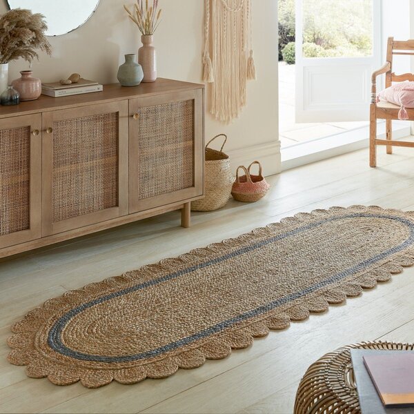 Šedý/v přírodní barvě ručně tkaný jutový běhoun 80x230 cm Grace Grey – Flair Rugs