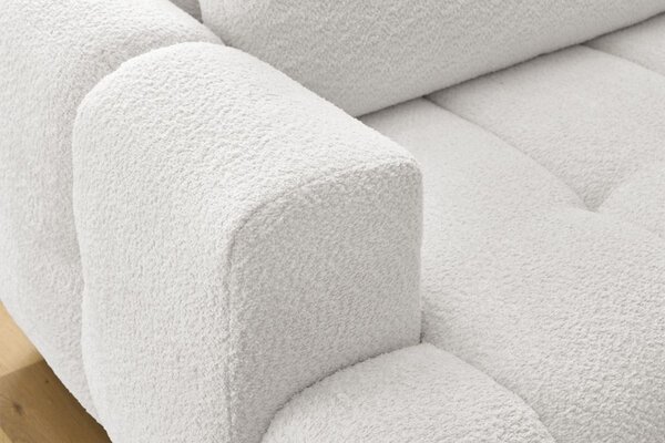 -25 % Dny MOMENTI– Bobochic Paris Bílá bouclé rozkládací pohovka Fuji 282 cm, pravá