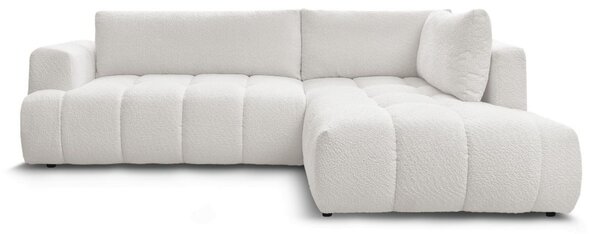 -25 % Dny MOMENTI– Bobochic Paris Bílá bouclé rozkládací pohovka Fuji 282 cm, pravá