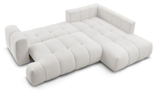 -25 % Dny MOMENTI– Bobochic Paris Bílá bouclé rozkládací pohovka Fuji 282 cm, pravá