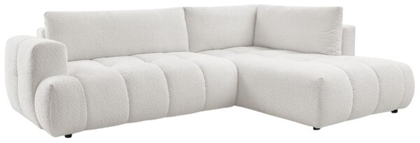 -25 % Dny MOMENTI– Bobochic Paris Bílá bouclé rozkládací pohovka Fuji 282 cm, pravá