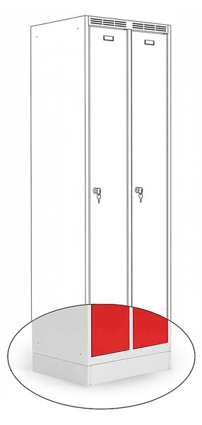 Kovová šatní skříň Trestles SS2M 1800x600x500 mm, 2 oddíly, červené dveře Typ zámku: cylindrický, Podnož: nožky