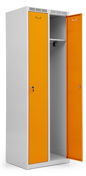 Kovová šatní skříň Trestles SS2M 1800x600x500 mm, 2 oddíly, žluté dveře Typ zámku: cylindrický, Podnož: nožky