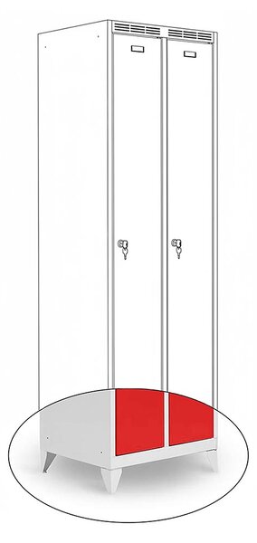 Kovová šatní skříň Trestles SS2M 1800x600x500 mm, 2 oddíly, červené dveře Typ zámku: cylindrický, Podnož: nožky