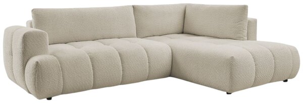 -25 % Dny MOMENTI– Bobochic Paris Béžová bouclé rozkládací pohovka Fuji 282 cm, pravá