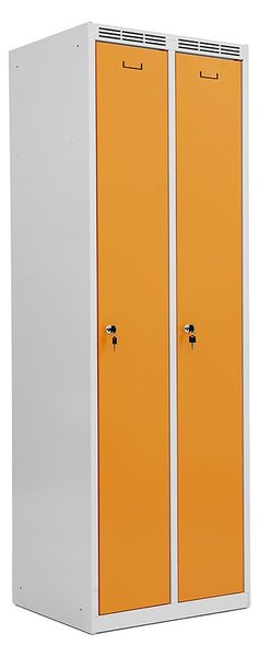 Kovová šatní skříň Trestles SS2M 1800x600x500 mm, 2 oddíly, žluté dveře Typ zámku: cylindrický, Podnož: nožky