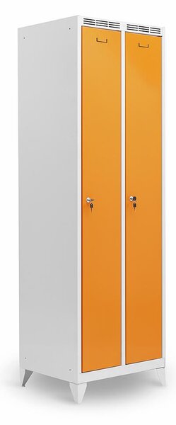 Kovová šatní skříň Trestles SS2M 1800x600x500 mm, 2 oddíly, žluté dveře Typ zámku: cylindrický, Podnož: nožky