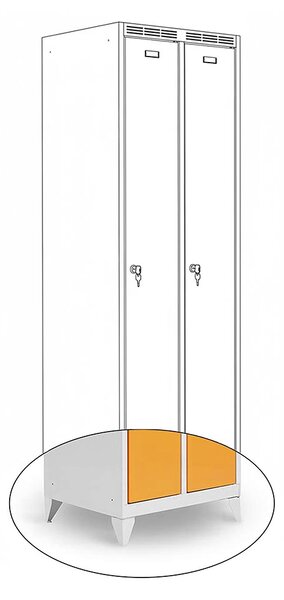 Kovová šatní skříň Trestles SS2M 1800x600x500 mm, 2 oddíly, žluté dveře Typ zámku: cylindrický, Podnož: nožky