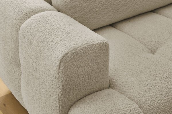 -25 % Dny MOMENTI– Bobochic Paris Béžová bouclé rozkládací pohovka Fuji 282 cm, pravá
