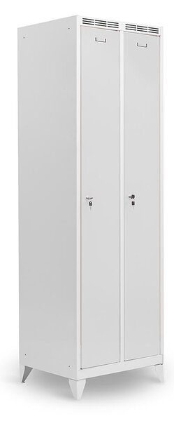 Kovová šatní skříň Trestles SS2M 1800x600x500 mm, 2 oddíly, šedé dveře Typ zámku: cylindrický, Podnož: nožky