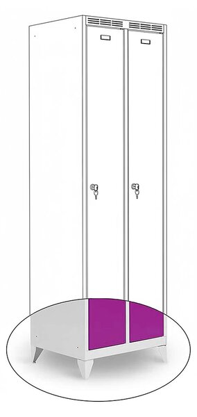 Kovová šatní skříň Trestles SS2M 1800x600x500 mm, 2 oddíly, fialové dveře Typ zámku: cylindrický, Podnož: nožky