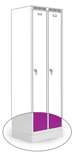 Kovová šatní skříň Trestles SS2M 1800x600x500 mm, 2 oddíly, fialové dveře Typ zámku: cylindrický, Podnož: nožky