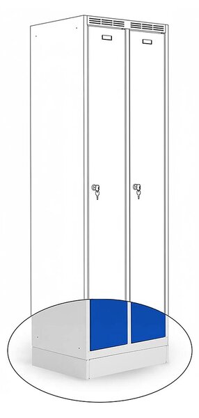 Kovová šatní skříň Trestles SS2M 1800x600x500 mm, 2 oddíly, modré dveře Typ zámku: cylindrický, Podnož: nožky