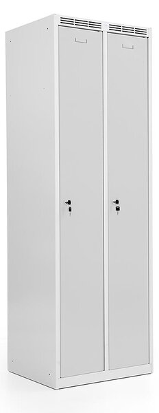 Kovová šatní skříň Trestles SS2M 1800x600x500 mm, 2 oddíly, šedé dveře Typ zámku: cylindrický, Podnož: nožky