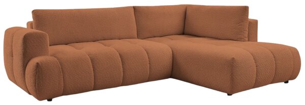 -25 % Dny MOMENTI– Bobochic Paris Terakotově oranžová bouclé rozkládací pohovka Fuji 282 cm, pravá