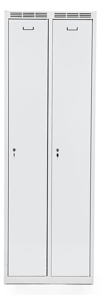 Kovová šatní skříň Trestles SS2M 1800x600x500 mm, 2 oddíly, šedé dveře Typ zámku: cylindrický, Podnož: nožky