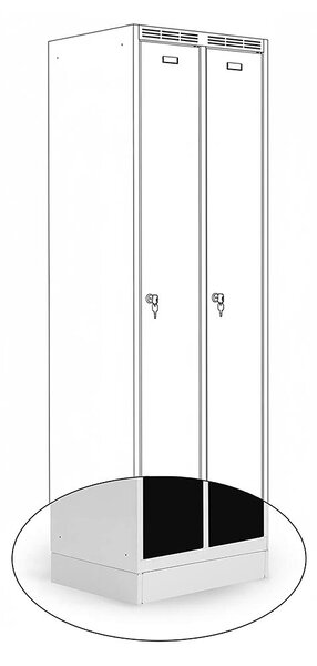 Kovová šatní skříň Trestles SS2M 1800x600x500 mm, 2 oddíly, černé dveře Typ zámku: cylindrický, Podnož: nožky