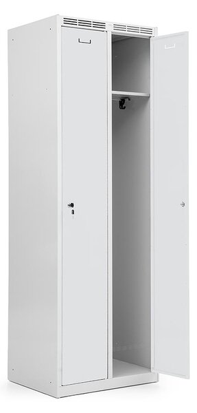 Kovová šatní skříň Trestles SS2M 1800x600x500 mm, 2 oddíly, šedé dveře Typ zámku: cylindrický, Podnož: nožky