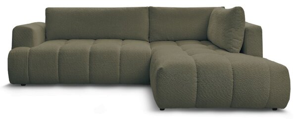 -25 % Dny MOMENTI– Bobochic Paris Zelená bouclé rozkládací pohovka Fuji 282 cm, pravá