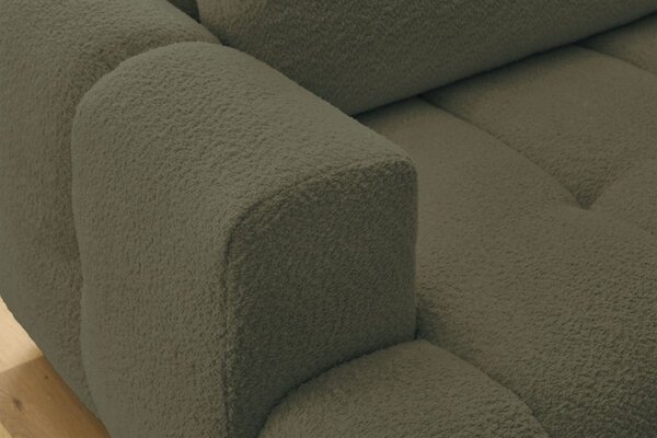 -25 % Dny MOMENTI– Bobochic Paris Zelená bouclé rozkládací pohovka Fuji 282 cm, pravá