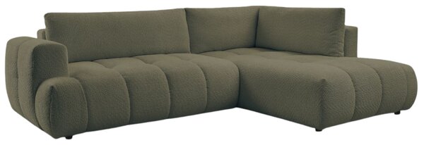 -25 % Dny MOMENTI– Bobochic Paris Zelená bouclé rozkládací pohovka Fuji 282 cm, pravá