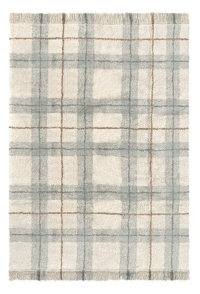 Krémový/šalvějově zelený pratelný/ručně tkaný bavlněný koberec 140x190 cm Tartan Blue Sage – Lorena Canals