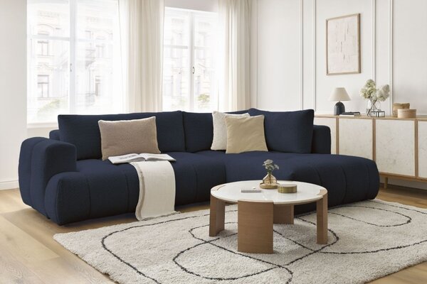 -25 % Dny MOMENTI– Bobochic Paris Tmavě modrá bouclé rozkládací pohovka Fuji 282 cm, pravá