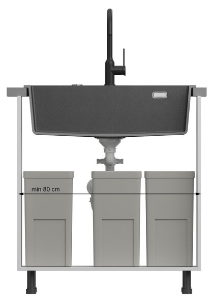 Šedý kuchyňský granitový dřez QUADRON Marc 110 s příslušenstvím bez baterie